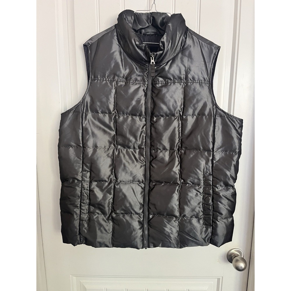 Lands End Puffer Vest Women's Size 2XL Metallic Silver Down Filled Puffer BB